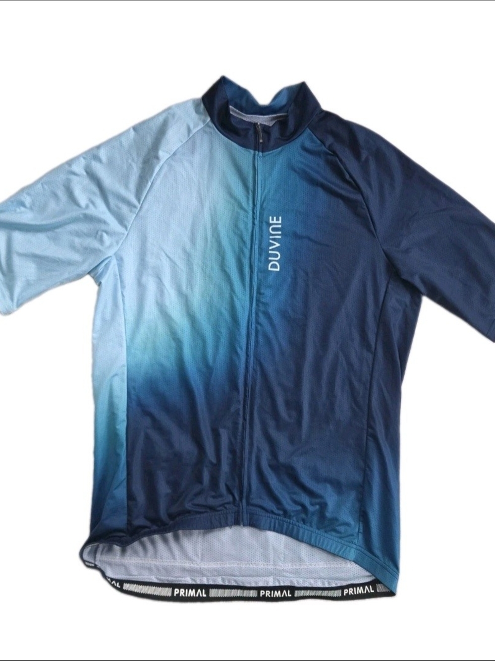 Primal Duvine Cycling Jersey Men Large Blue Gradient Full Zip Road Bike Pockets
